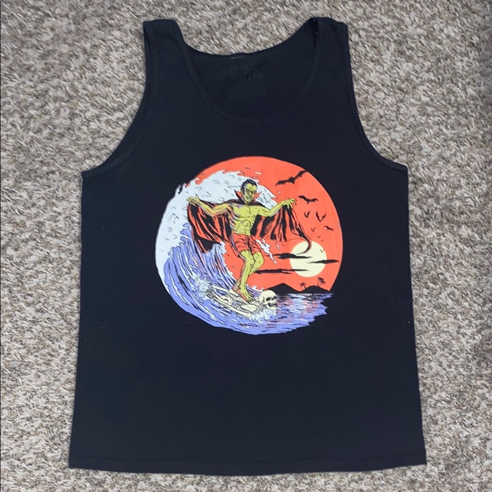 Black Graphic Tank Top
